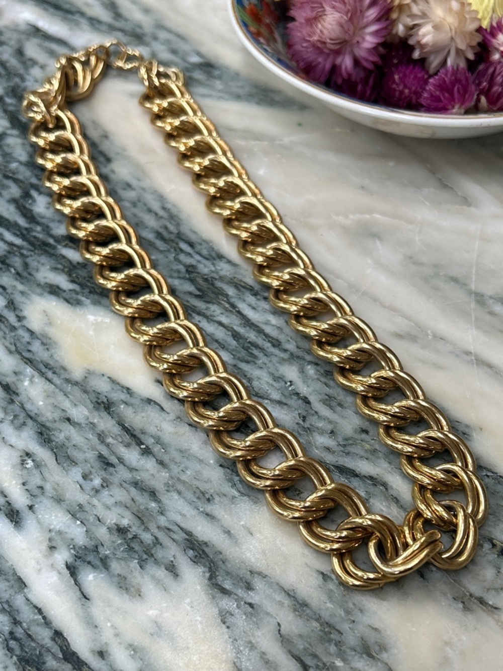 Gold Double Link Choker Necklace